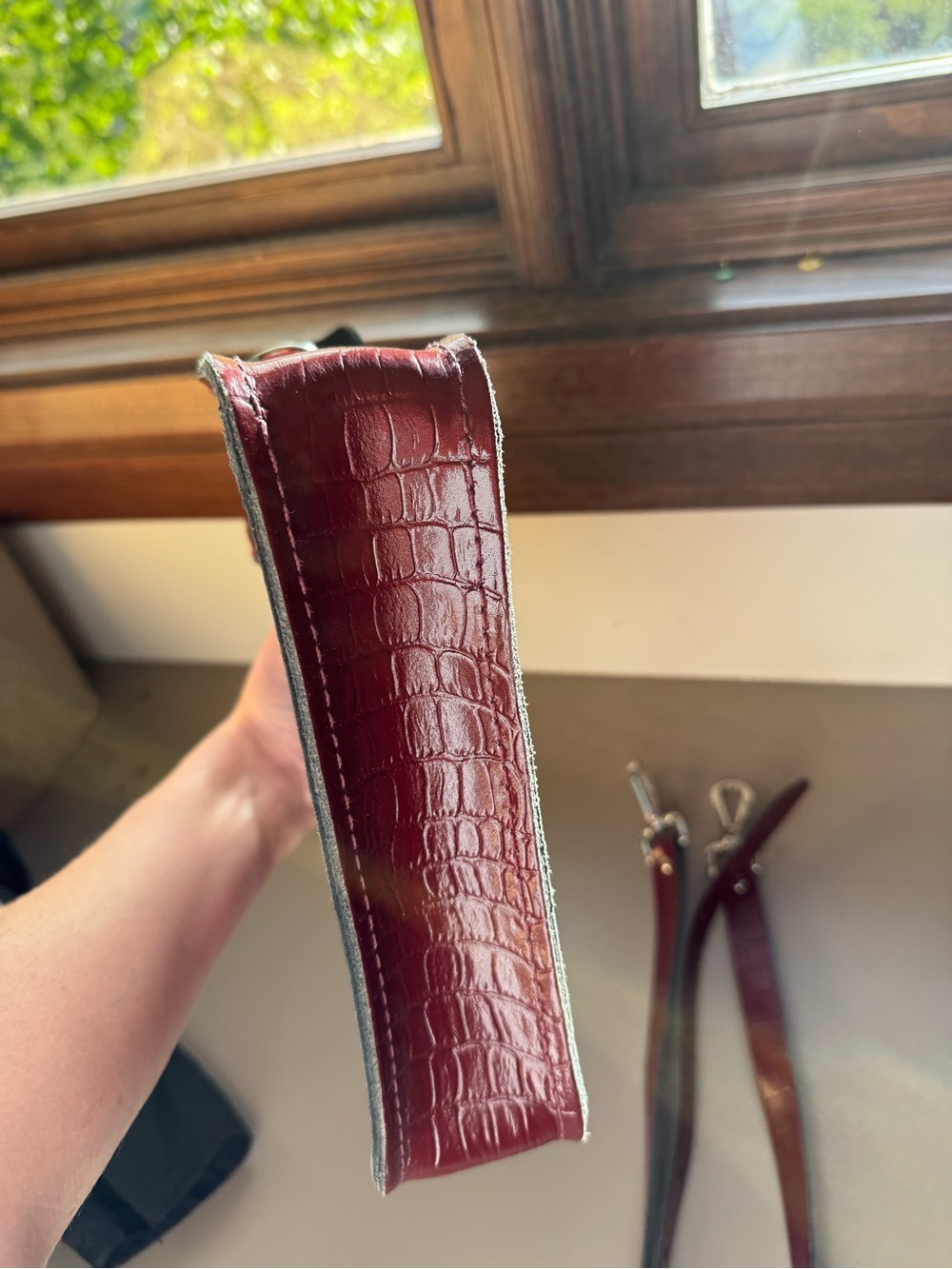 The Cambridge Satchel Company Croc-Embossed Burgundy Satchel - Picture 5 of 6